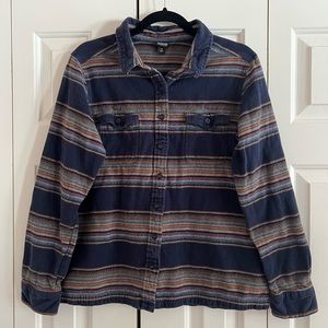 Patagonia Navy Blue Striped Flannel